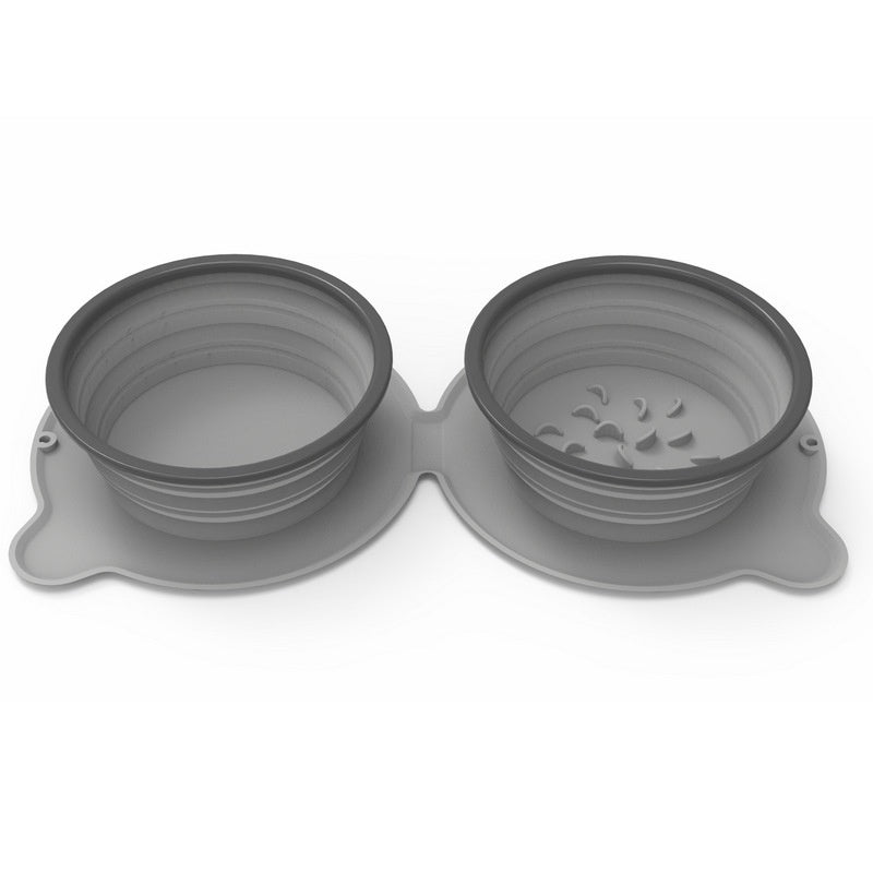 Foldable Double Silicone Pet Bowl – Travel & Feed Easily