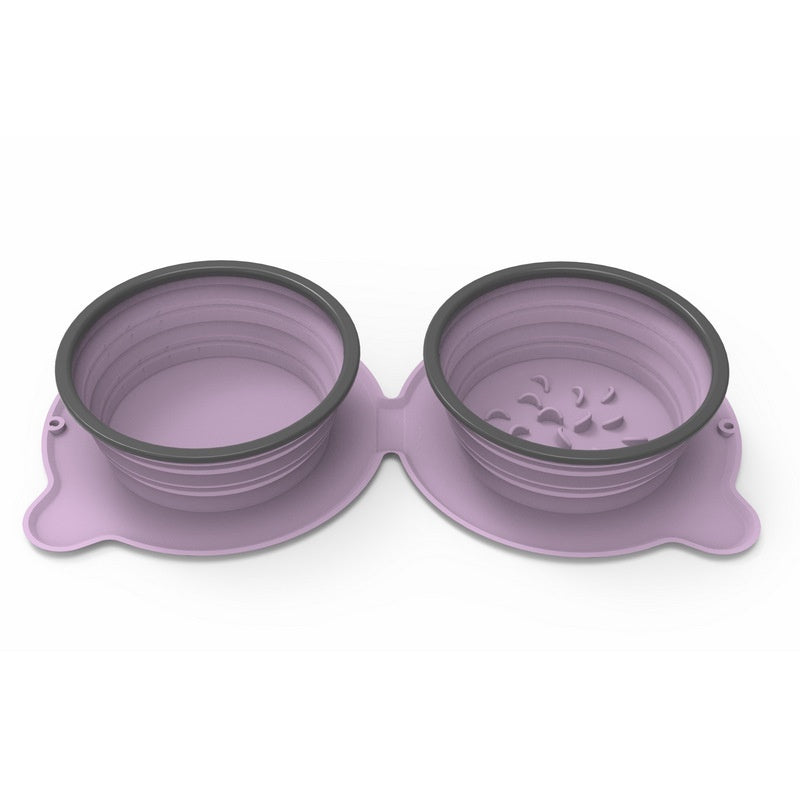 Foldable Double Silicone Pet Bowl – Travel & Feed Easily
