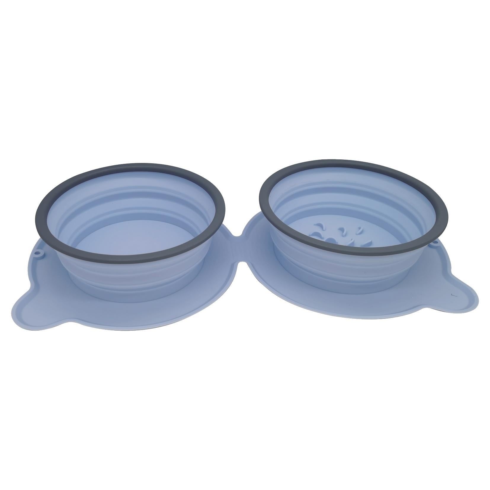 Foldable Double Silicone Pet Bowl – Travel & Feed Easily