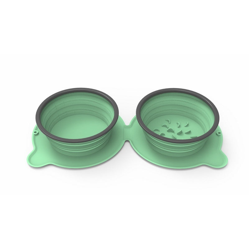 Foldable Double Silicone Pet Bowl – Travel & Feed Easily