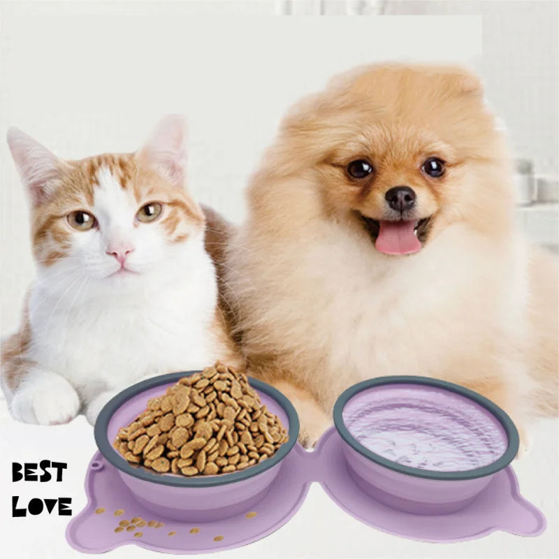 Foldable Double Silicone Pet Bowl – Travel & Feed Easily